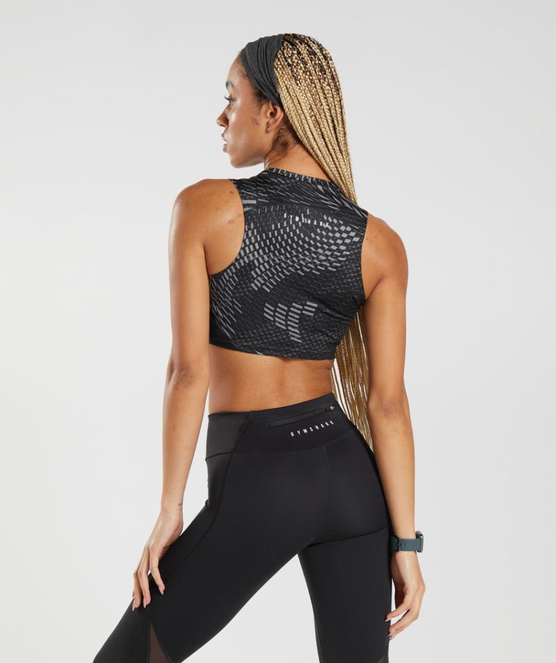 Women's Gymshark Sport Crop Tanks Black | NZ 8DELXK